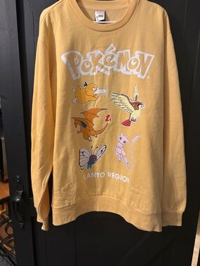 Pokemon Yellow Graphic Sweatshirt with Multi-Color Pokemon